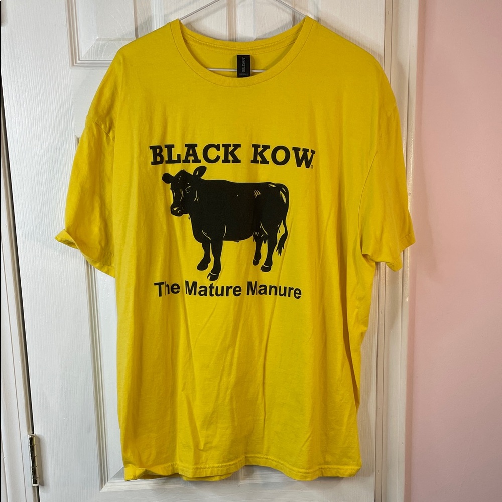 Yellow Graphic T-Shirt with Black Cow Print